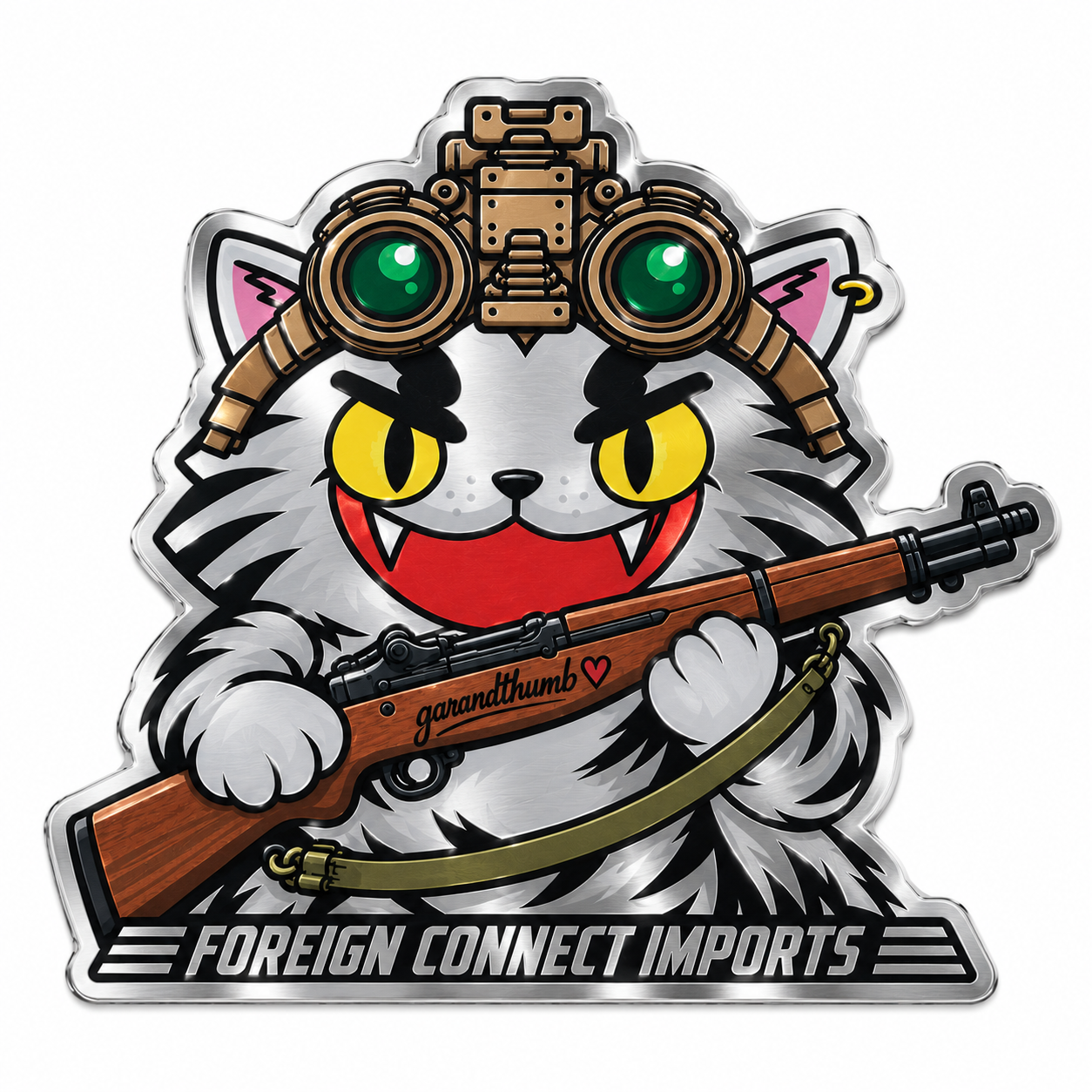 Garandthumb x FC Tactical Tiger Chrome sticker